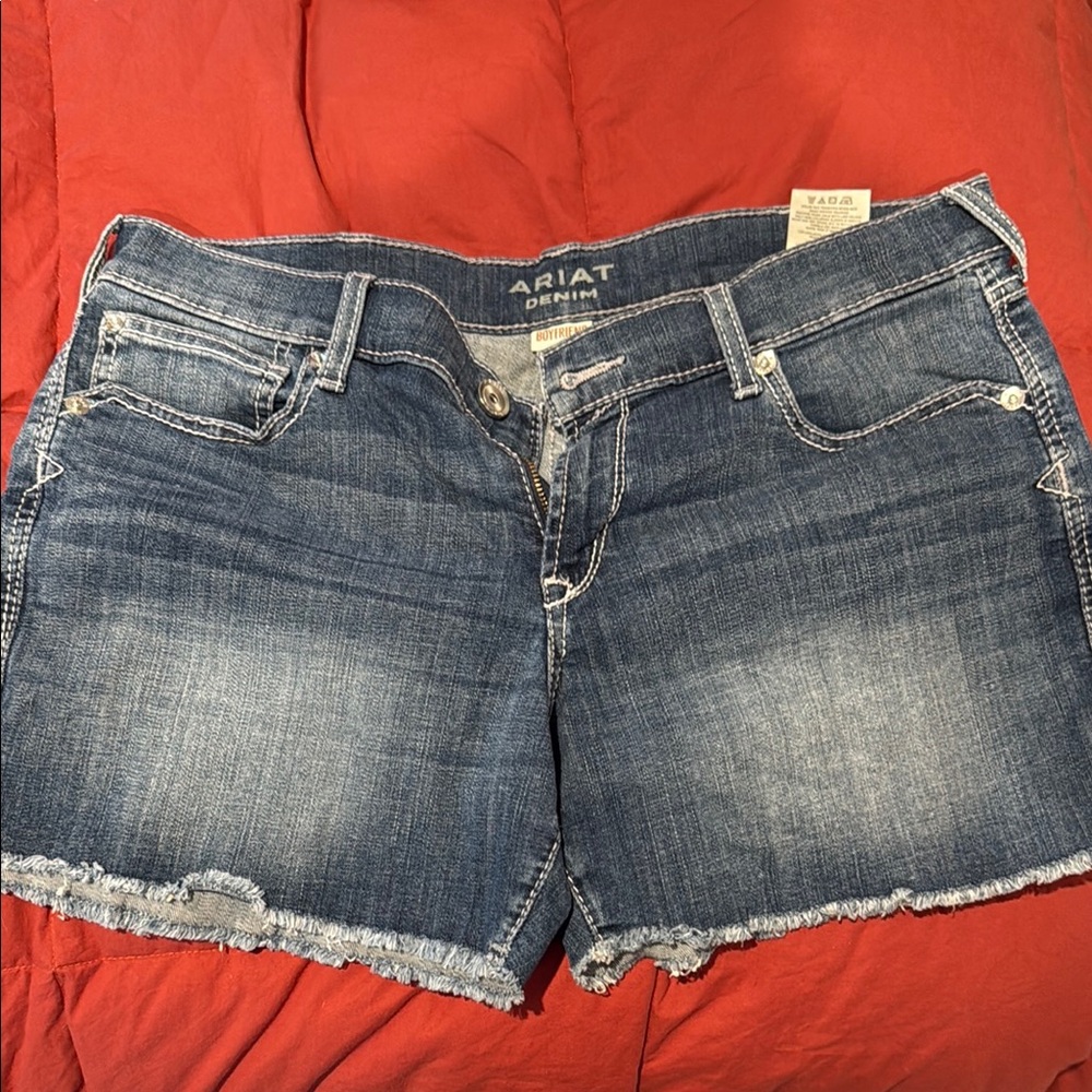 Ariat Blue Jean Shorts with Distressed Cut-Off Style